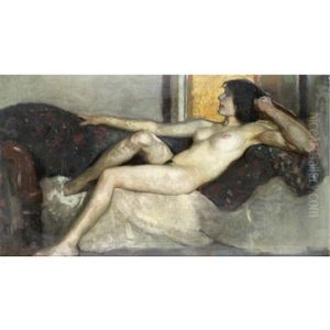 Study Of A Seated Nude (+ The Crucifixion, Verso) by Eric Harold Macbeth Robertson