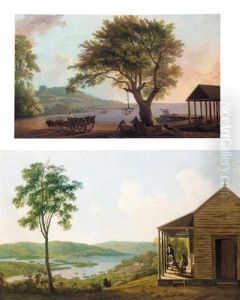 Unloading Cargo By The Shore, At Port Morant, Jamaica (+ Two Gentlemen Surveying Their Estate In Jamaica; 2 Works) by George Robertson