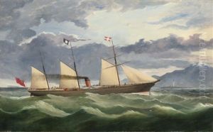 A Merchant Navy Steamer Approaching The Coast, Potentially Port Chalmers, New Zealand