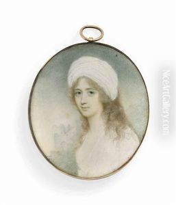 Sophia Stert, In White Dress With White Bandeau In Her Powdered Hair Worn Loose; Windor Castle In The Distance
