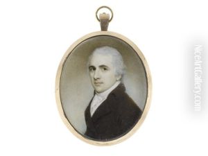A Gentleman, Wearing Brown Coat, White Waistcoat, Stock And Tied Cravat, His Hair Powdered by Charles Robertson