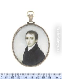 A Gentleman, Wearing Dark Brown Double-breasted Coat And White Stock by Charles Robertson