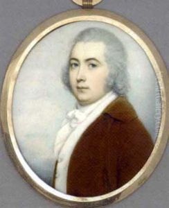 A Young Gentleman In Toffee-coloured Coat, White Waistcoat And Cravat, Powdered Hair by Charles Robertson