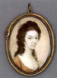 A Young Lady In Lace-bordered Orange Dress, Her Dark Curling Hair Falling To Her Shoulders by Charles Robertson