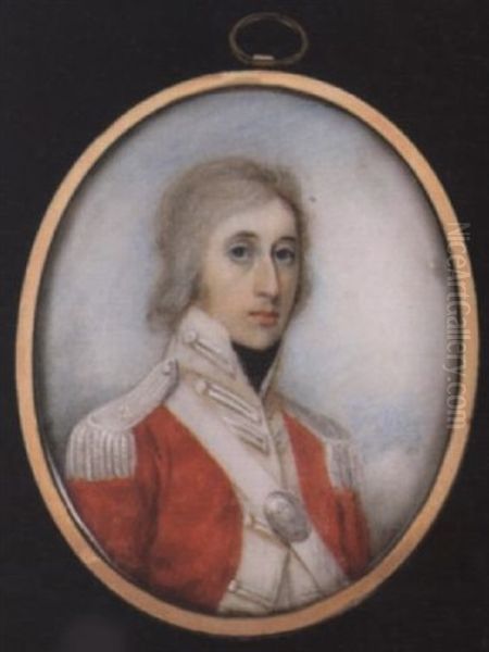 A Field Officer Of A Regiment Of Irish Volunteers, His Scarlet Coat With Silver Epaulettes, His Silver Belt Plate Engraved With A Crowned Harp - view 1