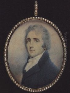 A Gentleman Of The Anstell Family Wearing Blue Coat And Tied White Sock, His Short Hair Powdered by Charles Robertson