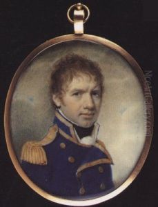 A Naval Officer Wearing Blue Uniform With Gold Trim, Buttons And Epaulettes, White Waistcoat, Cravat And Black Stock by Charles Robertson