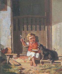Ein Bauernkind Mit Seinem Hund by Carl Robiczek