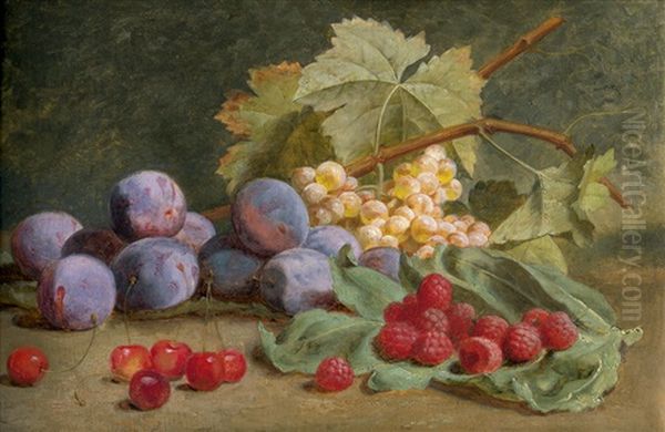 Stillleben Mit Himbeeren, Zwetschgen Und Trauben - view 1