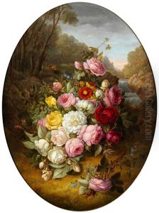 Grosser Blumenstrauss Am Waldboden In Einer Hugeligen Parklandschaft