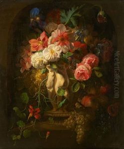Sculpture Aux Amours Garnie De Fleurs Et De Fruits Sculpture Aux Amours Garnie De Fleurs Et De Fruits