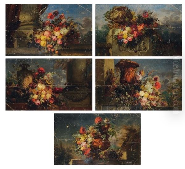 Nature Morte Aux Fleurs Et Fruits (set Of 5) - view 1