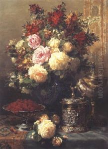 Still Life With Flowers, Raspberries, A Tankard And A Nautilus