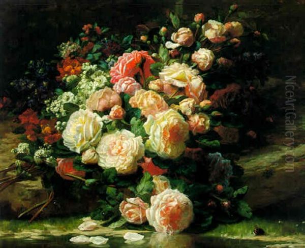 Un Bouquet De Roses Au Bord D'un Etang - view 1