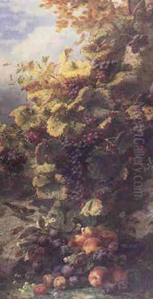 Grapes, Plums, Peaches And A Bird - view 1