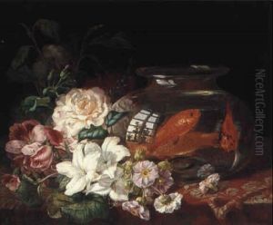 Still Life With Goldfish And Flowers by Jean-Baptiste Robie