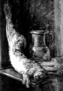 Stilleben Mit Krug Und Hasen by Louis Robier