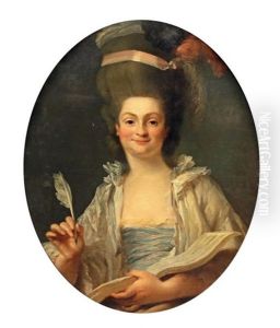 Portrait De Madame Louis Faisant De La Musique by Jean Baptiste Claude Robin