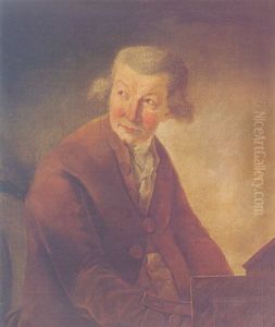Portrait Of Karl Frederich Abel At A Harpsichord by Jean Charles Robineau