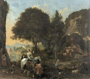 Italisierte Landschaft Mit Romantischer Szene