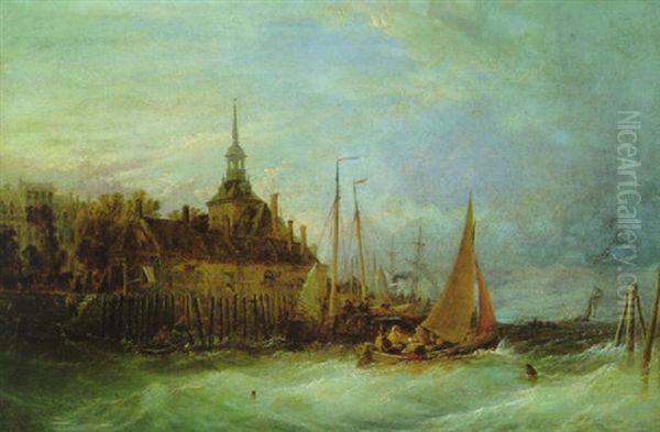 Segelschiffe Im Hafen Einer Stadt - view 1