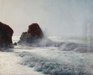 Waves Crashing Along The Shore by Charles Dorman Robinson