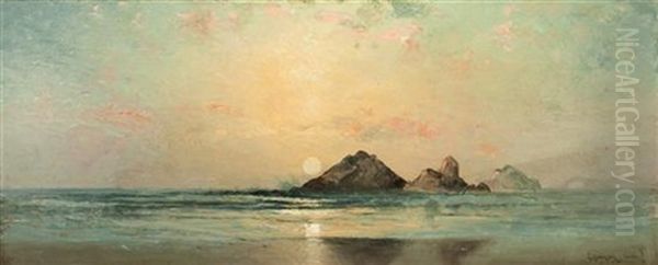 Crashing Waves At Sunset, 1885 - view 1