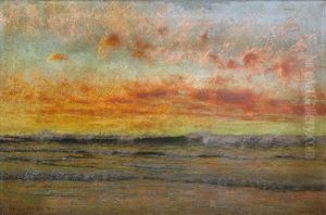Fiery Sunset With Ships In The Distance by Charles Dorman Robinson