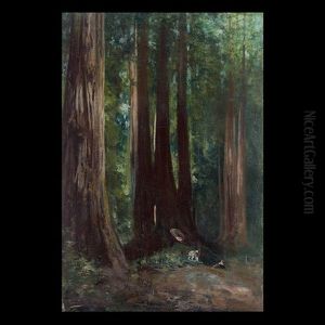 Redwood Forest With Doe And Fawn by Charles Dorman Robinson