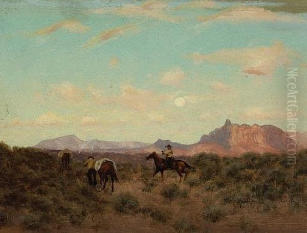 Cowboys With Pack Horses - view 1