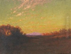 Distant Mountain At Sunset by Charles Dorman Robinson