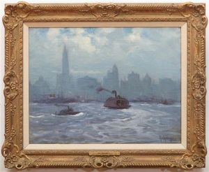New York Harbor At Dusk