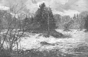 Autumn Landscape With Stream And Trees by Hal Robinson