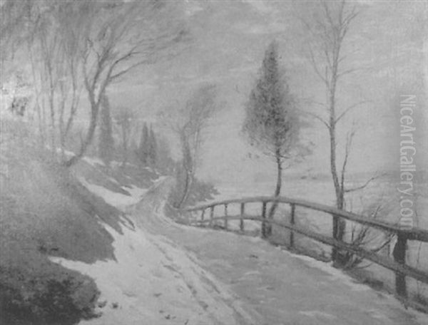 Winter Landscape With Riverside Road - view 1