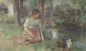 Femme Aux Canards (woman With Ducks) by Theodore Robinson