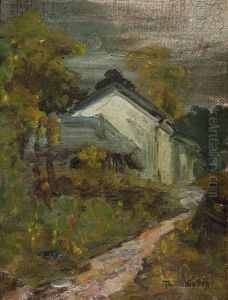 Cottages Beside A Path by Theodore Robinson