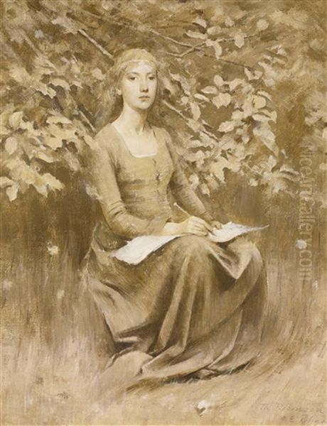 Girl Seated, Writing - view 1