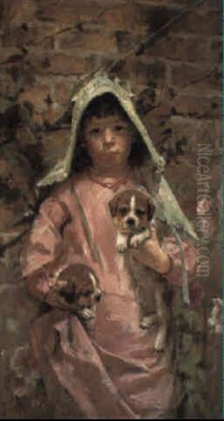 Girl With Puppies - view 1
