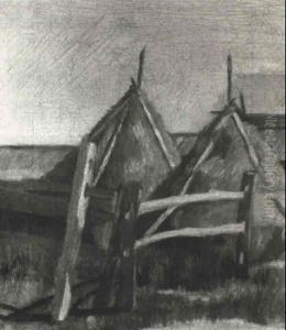 Split Rail Fence And Haystacks by Theodore Robinson
