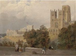 An Artist Sketching Before Durham Cathedral by William R. Robinson