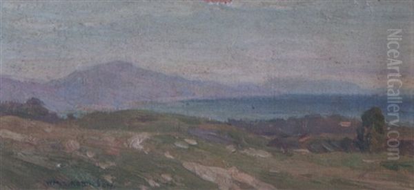 Tranquil Landscape With Mountains And Lake In The Distance - view 1
