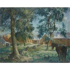 A Farmyard Landscape With Horse A Farmyard Landscape With Horse