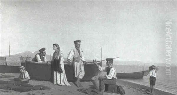 Fisherfolk And Traditional Dancers Beside The Bay Of Naples - view 1