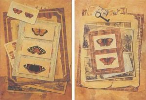 Trompe L'oeil Of Landscape Drawing And Butterflies