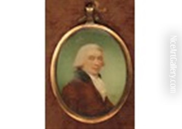 Portrait Miniature Of A Gentleman, Head And Shoulders In A Brown Coat And White Ruff - view 1