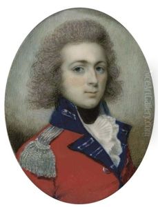A Young Officer, In Red Coat With Blue Collar And Silver-embroidered Facings, Silver Buttons And Epaulette, White Frilled Cravat, Black Stock, Powdered Hair
