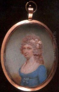 Portrait Of A Lady In Turquoise-colored, White Fichu And Underdress
