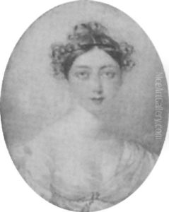 A Lady, Called Mrs. Malon, In White Robes, A Gold Brooch On Her  Right Shoulder