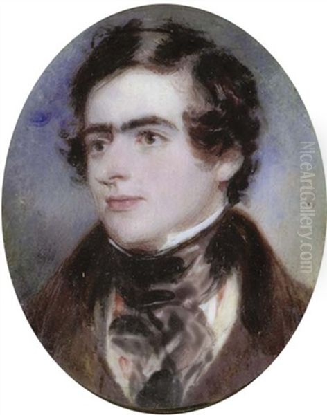 A Young Gentleman In Brown Coat, Buff Waistcoat And Brown Cravat; Sky Background - view 1