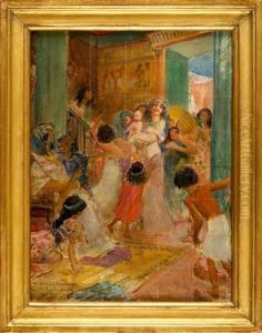 La Fille De Pharaon Presente Moise Trouve Aux Jeunes Femmes De Sa Cour by Georges Antoine Rochegrosse